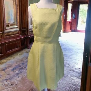 Heidi Weisel Fit & Flare Green Sleeveless  Geometric Dress Sz 6